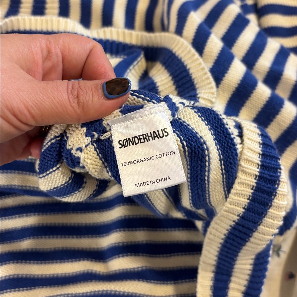 SÖNDERHAUS  I Can’t Believe It’s Not Vintage Blue and White Striped Sweater - Picture 3 of 5